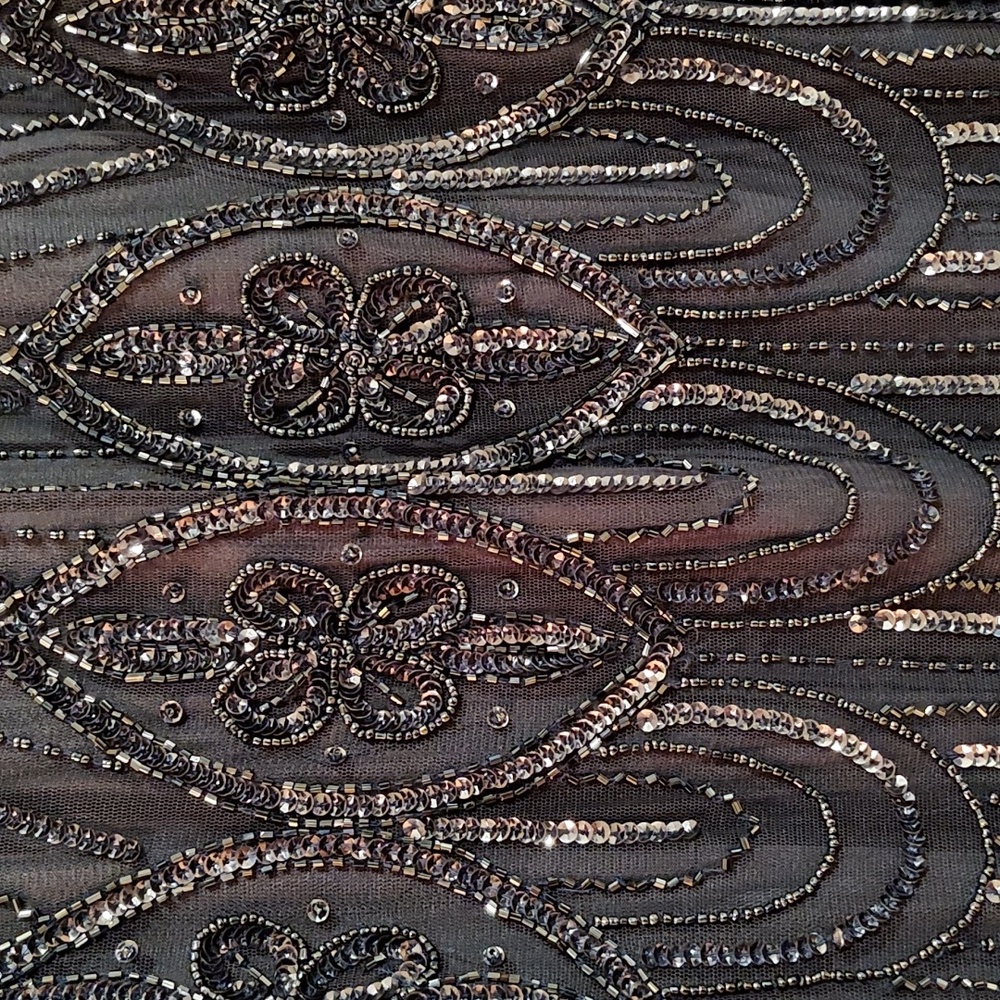 Prelude Beaded Sheath Dress Slate Blue Sleeveless Sequins Evening Dance Hoco 6 - Picture 5 of 13